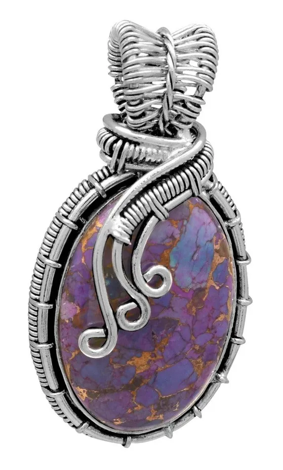 YoTreasure Necklaces Purple Copper Turquoise 925 Solid Sterling Silver Pendant Jewelry YoTreasure Necklaces Purple Copper Turquoise 925 Solid Sterling Silver Pendant Jewelry