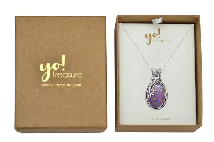 YoTreasure Necklaces Purple Copper Turquoise 925 Solid Sterling Silver Pendant Jewelry YoTreasure Necklaces Purple Copper Turquoise 925 Solid Sterling Silver Pendant Jewelry