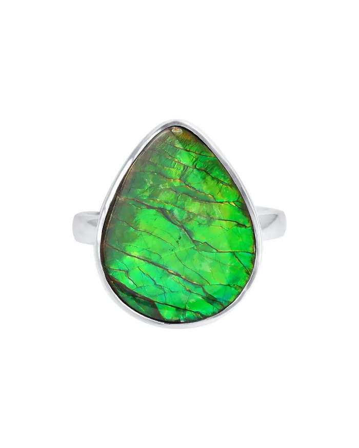 YoTreasure Rings 895 Ct Ammolite Ring Solid 925 Sterling Silver Gemstone Jewelry YoTreasure Rings 895 Ct Ammolite Ring Solid 925 Sterling Silver Gemstone Jewelry