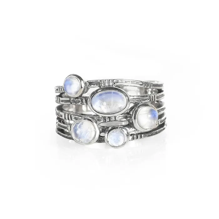 YoTreasure Rings Moonstone Solid 925 Sterling Silver Antique Ring