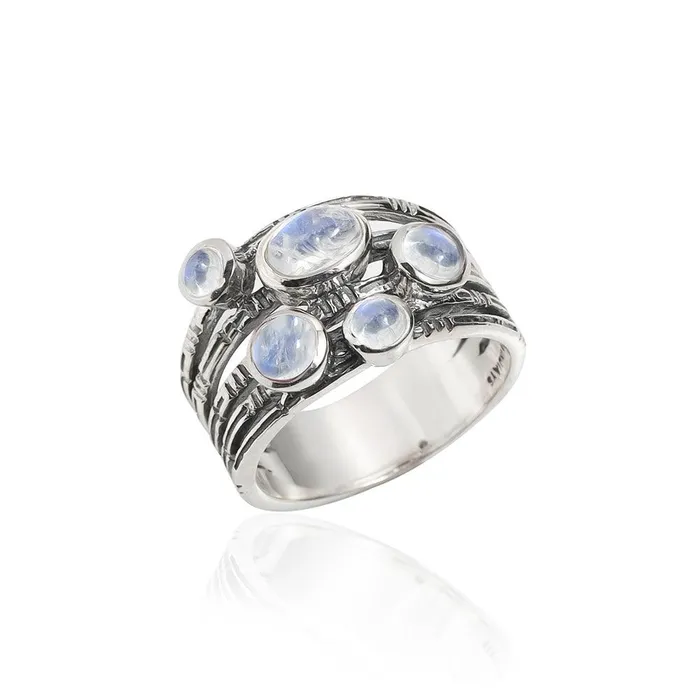 YoTreasure Rings Moonstone Solid 925 Sterling Silver Antique Ring