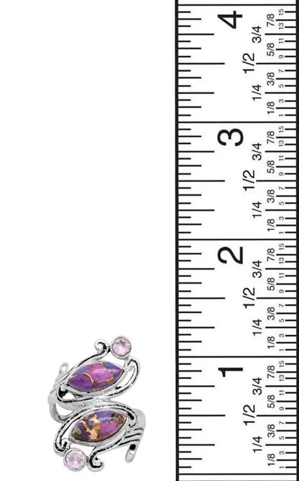 YoTreasure Rings Purple Copper Turquoise Amethyst 925 Sterling Silver Rings Silver Jewelry