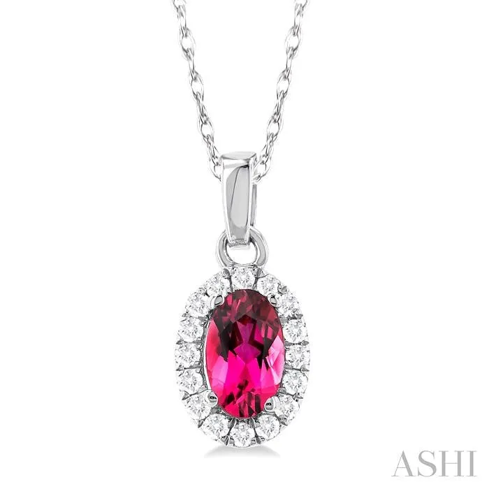 10K White Gold 07ctw Halo Style Tourmaline Necklace ASHI DIAMONDS Necklaces