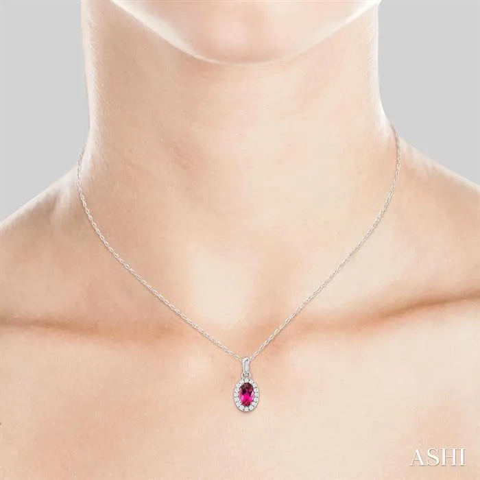 10K White Gold 07ctw Halo Style Tourmaline Necklace ASHI DIAMONDS Necklaces 10K White Gold 07ctw Halo Style Tourmaline Necklace ASHI DIAMONDS Necklaces
