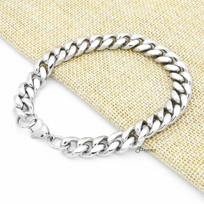 10mm Stainless Steel Miami Cuban Curb Chain Bracelet Glitters Bracelets