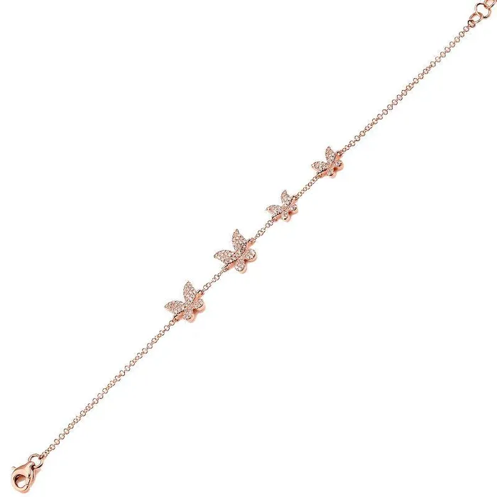 14K Gold Micro Pave Diamond Butterflies Quartet Bracelet Izakov Diamonds Fine Jewelry Bracelets