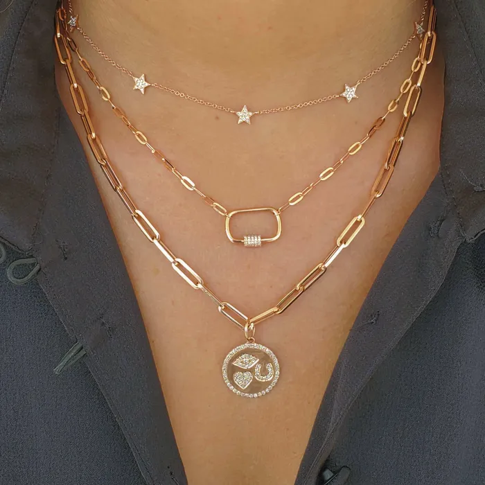 14K Gold Micro Pave Diamond Stars Station Necklace Izakov Diamonds Fine Jewelry Necklaces