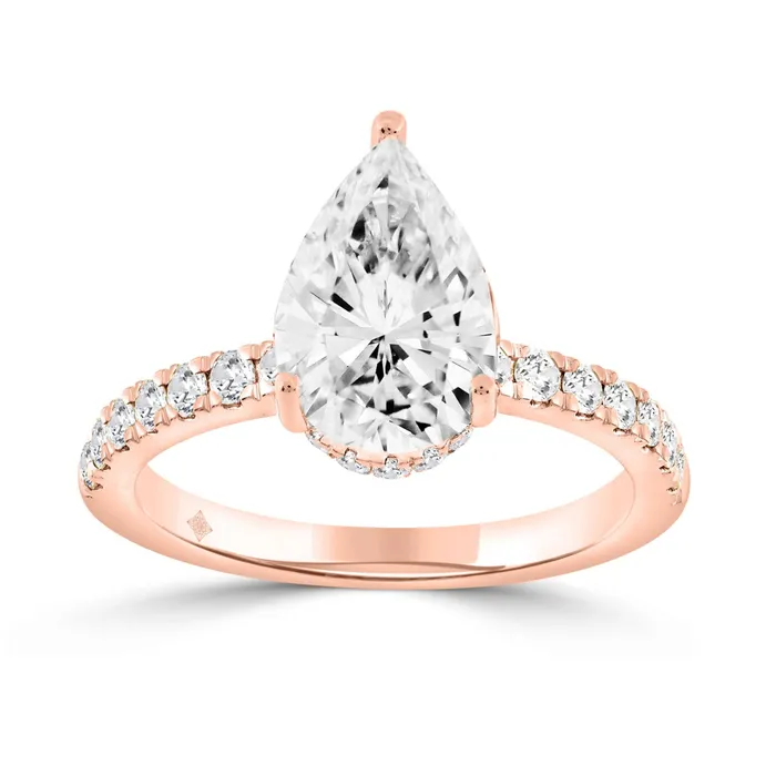 14K ROSE GOLD 12CT ROUNDPEAR DIAMOND LADIES RING CENTER STONE PEAR DIAMOND 2CT Ethos Rings 14K ROSE GOLD 12CT ROUNDPEAR DIAMOND LADIES RING CENTER STONE PEAR DIAMOND 2CT Ethos Rings