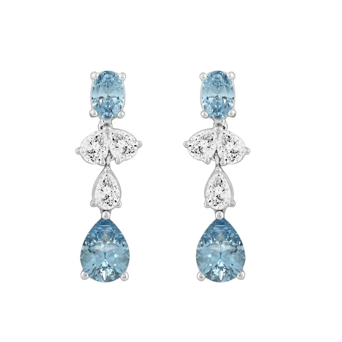 14K WHITE GOLD 3 12CT OVALPEAR DIAMOND LADIES EARRINGS PEAR DIAMOND 34CTOVAL DIAMOND 12CT Ethos Earrings