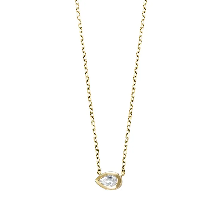 14K Yellow Gold 10ctw Pear Bezel Solitaire Pendant GEMS ONE CORPRATION Necklaces 14K Yellow Gold 10ctw Pear Bezel Solitaire Pendant GEMS ONE CORPRATION Necklaces