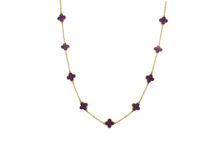 14K Yellow Gold Station Style Amethyst Necklace SABRINA DESIGNS CO Necklaces