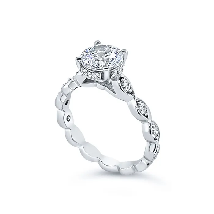 18K White Gold Engagement Setting with Hidden Diamond Halo JACK KELEGE CO Rings 18K White Gold Engagement Setting with Hidden Diamond Halo JACK KELEGE CO Rings