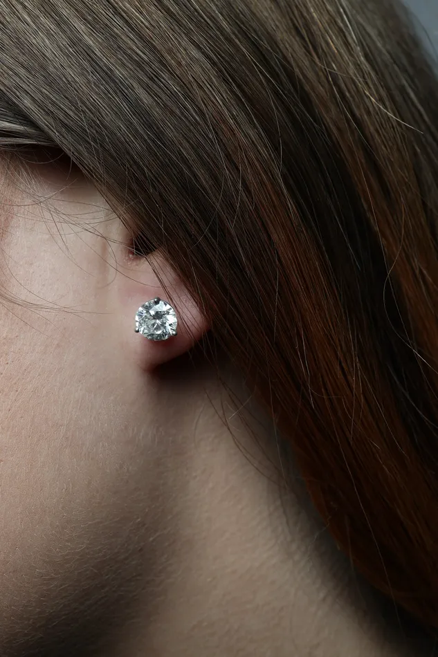 2 ctw Lab Grown Diamond Stud Earrings Crown Jewels Coin Earrings
