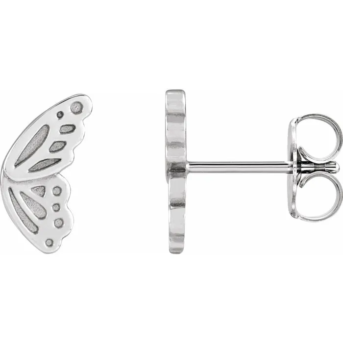 302 Fine Jewelry Earrings Butterfly Wing Stud Earrings Solid 14K Yellow White Rose Gold
