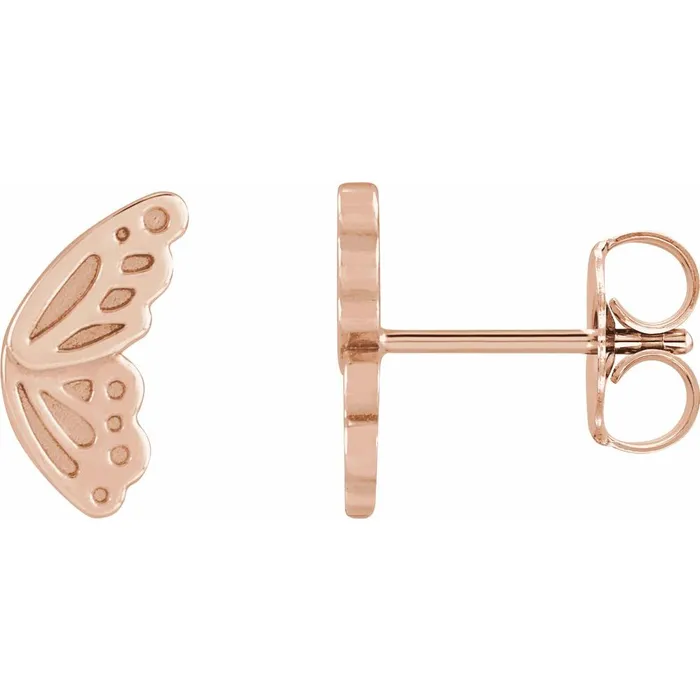 302 Fine Jewelry Earrings Butterfly Wing Stud Earrings Solid 14K Yellow White Rose Gold