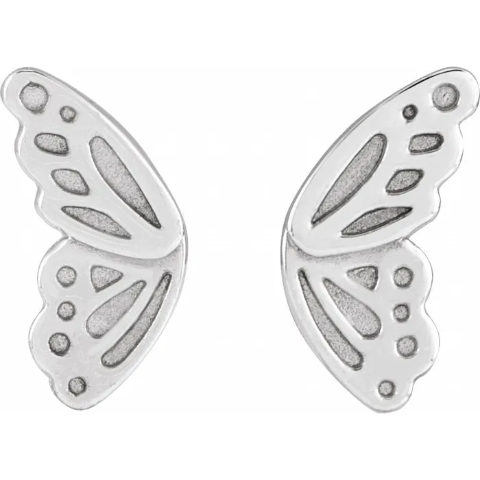 302 Fine Jewelry Earrings Butterfly Wing Stud Earrings Solid 14K Yellow White Rose Gold