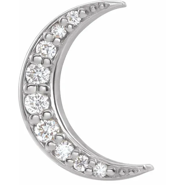 302 Fine Jewelry Earrings Crescent Moon Natural Diamond Celestial Earrings Pair or Single Solid 14K Yellow Rose White Gold Platinum Silver
