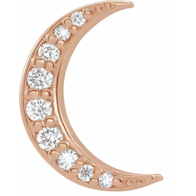 302 Fine Jewelry Earrings Crescent Moon Natural Diamond Celestial Earrings Pair or Single Solid 14K Yellow Rose White Gold Platinum Silver