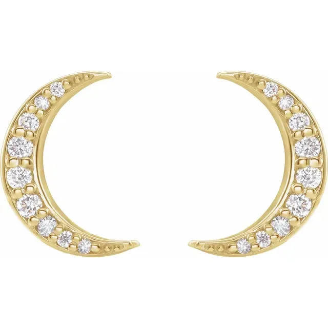 302 Fine Jewelry Earrings Crescent Moon Natural Diamond Celestial Earrings Pair or Single Solid 14K Yellow Rose White Gold Platinum Silver
