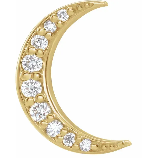 302 Fine Jewelry Earrings Crescent Moon Natural Diamond Celestial Earrings Pair or Single Solid 14K Yellow Rose White Gold Platinum Silver