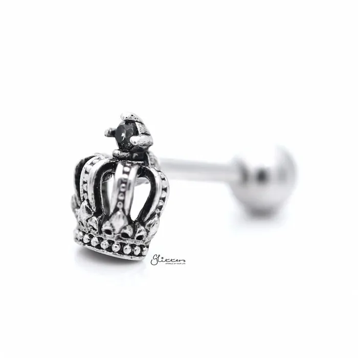 3D Crown with CZ Tragus Cartilage Earring Stud Glitters Earrings