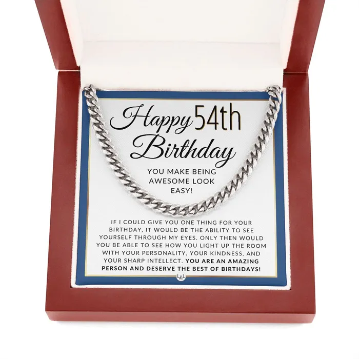 54th Birthday Gift For Him Chain Necklace For 54 Year Old Mans Birthday Great Birthday Gift For Men Jewelry For Guys ShineOn Fulfillment Necklaces