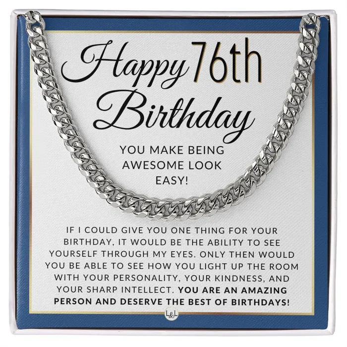 76th Birthday Gift For Him Chain Necklace For 76 Year Old Mans Birthday Great Birthday Gift For Men Jewelry For Guys ShineOn Fulfillment Necklaces