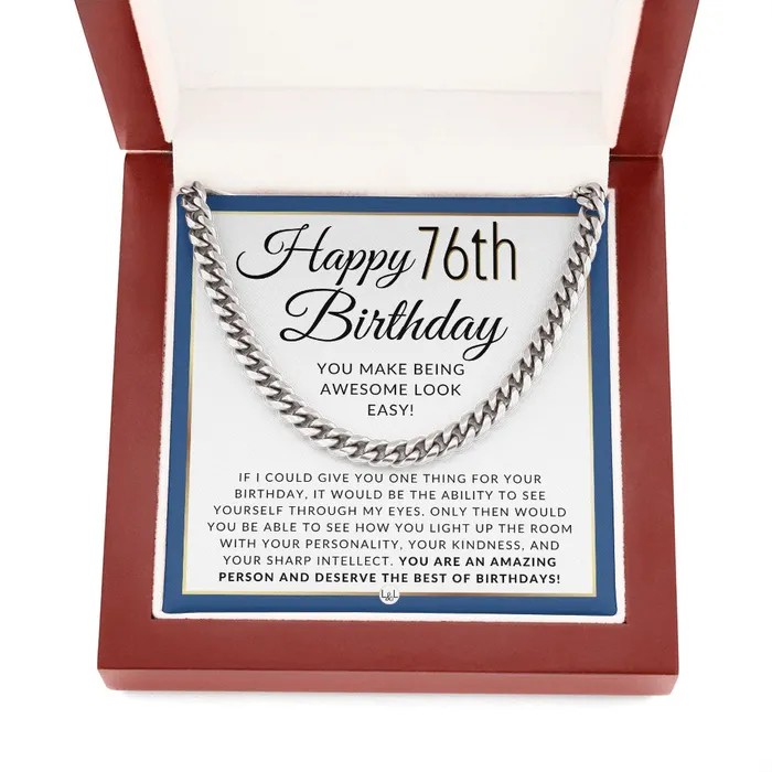 76th Birthday Gift For Him Chain Necklace For 76 Year Old Mans Birthday Great Birthday Gift For Men Jewelry For Guys ShineOn Fulfillment Necklaces