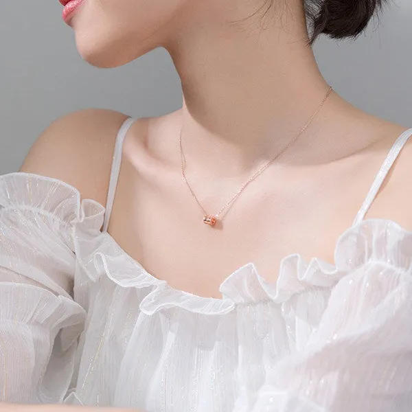 925 Sterling Silver Small Ring Necklace with 43cm Chain Glitters Necklaces