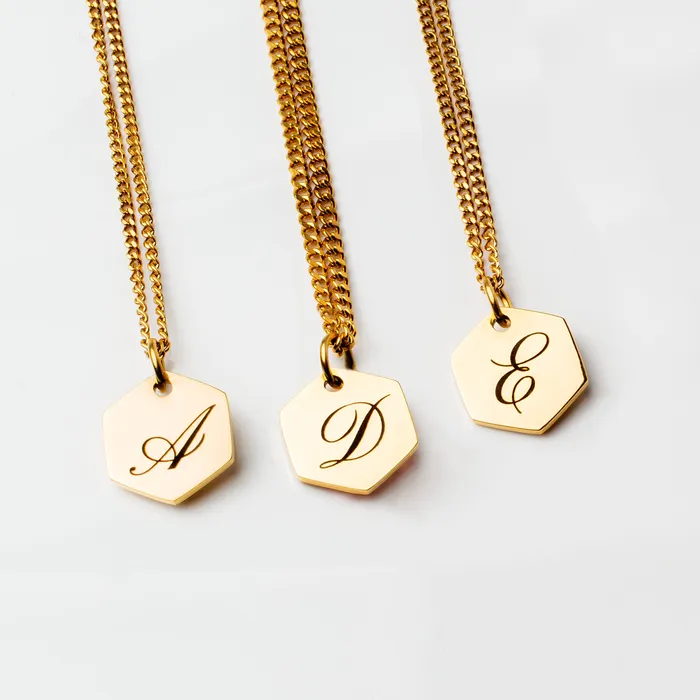 Amore Engraved Initial Letter Necklace Gold Grayling Necklaces