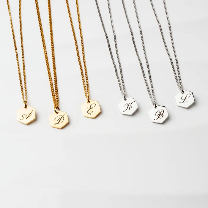 Amore Engraved Initial Letter Necklace Gold Grayling Necklaces