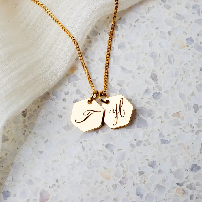 Amore Engraved Initial Letter Necklace Gold Grayling Necklaces
