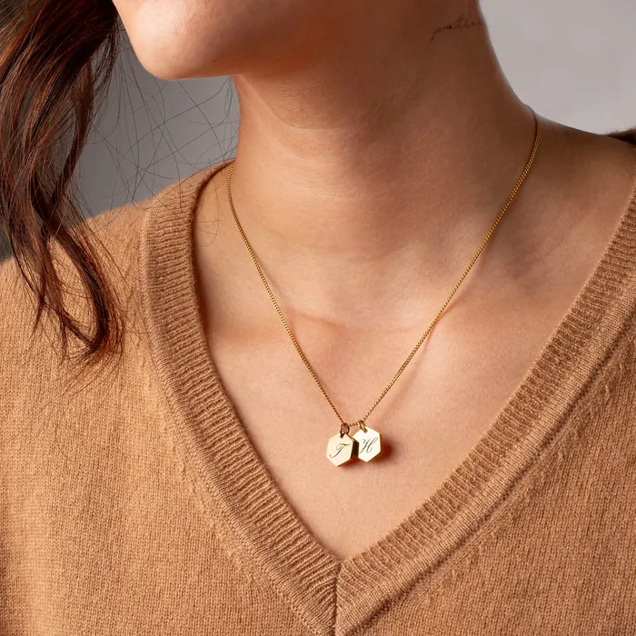 Amore Engraved Initial Letter Necklace Gold Grayling Necklaces