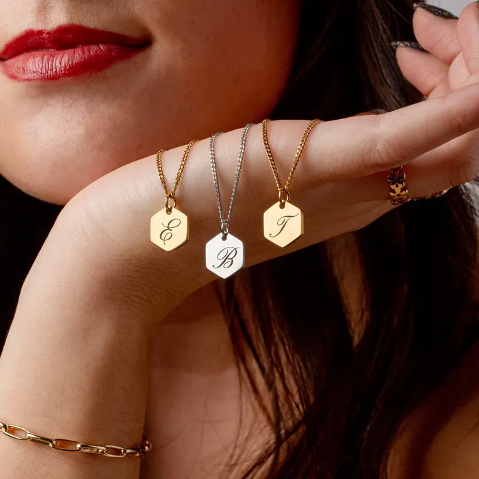 Amore Engraved Initial Letter Necklace Gold Grayling Necklaces