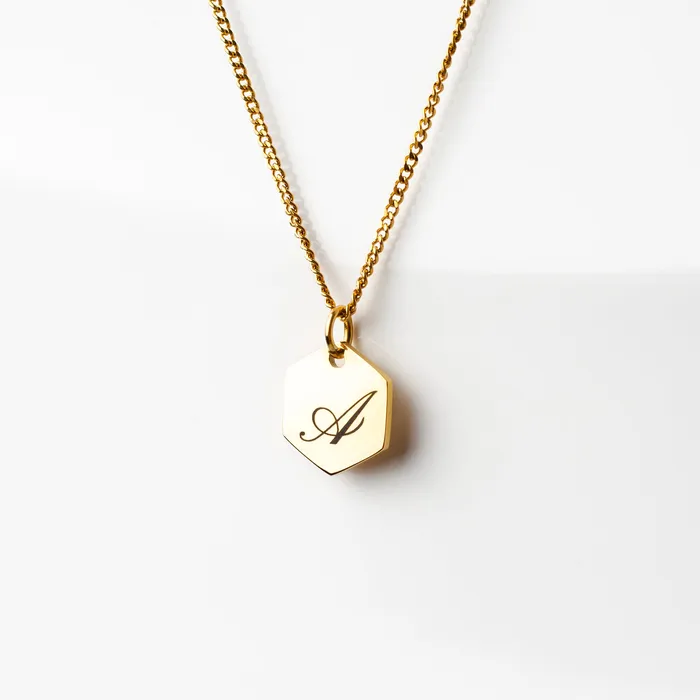 Amore Engraved Initial Letter Necklace Gold Grayling Necklaces