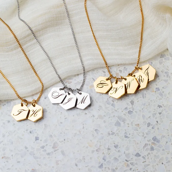 Amore Engraved Initial Letter Necklace Gold Grayling Necklaces