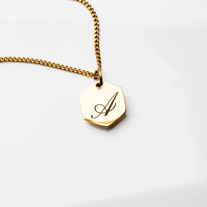 Amore Engraved Initial Letter Necklace Gold Grayling Necklaces