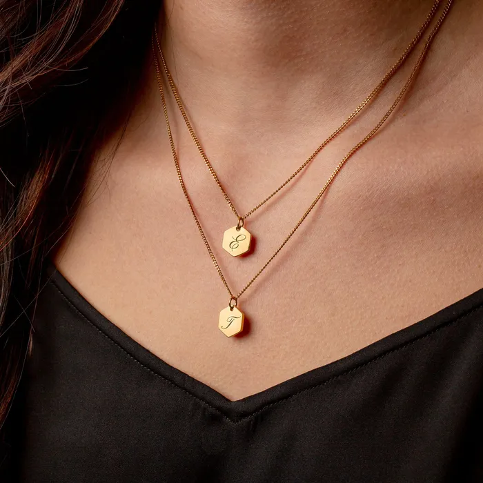 Amore Engraved Initial Letter Necklace Gold Grayling Necklaces