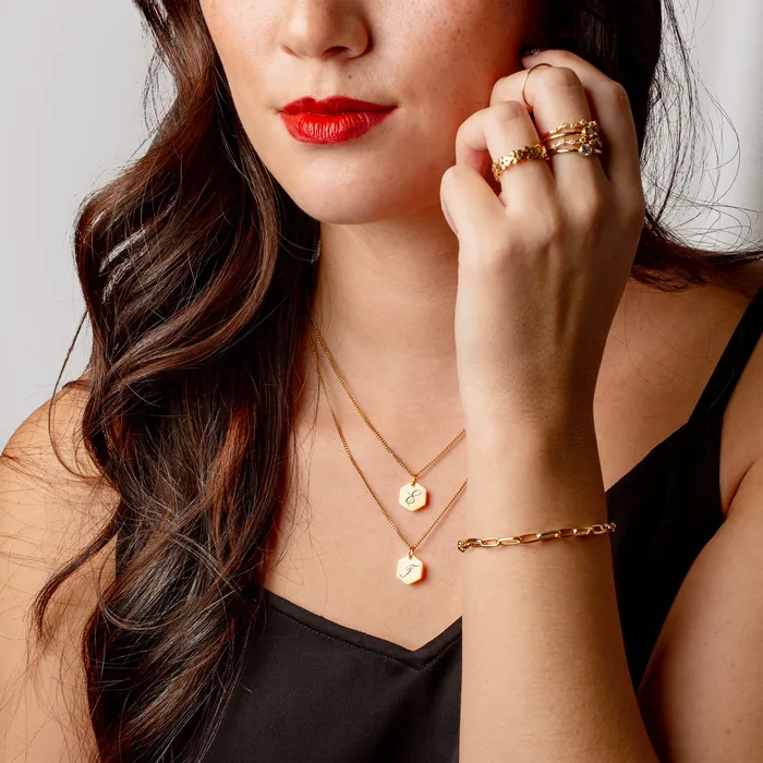 Amore Engraved Initial Letter Necklace Gold Grayling Necklaces
