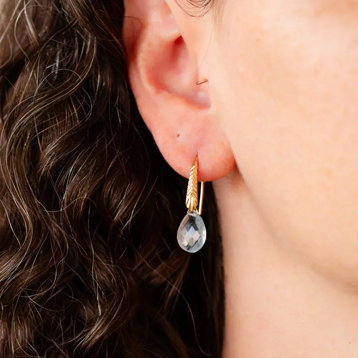Aquamarine Herringbone Gemstone Drop Earrings in Vermeil Corey Egan Earrings