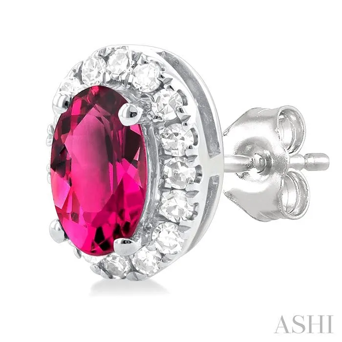 ASHI DIAMONDS Earrings 10K White Gold 013ctw Button Style Oval Topaz and Diamonds Earrings ASHI DIAMONDS Earrings 10K White Gold 013ctw Button Style Oval Topaz and Diamonds Earrings