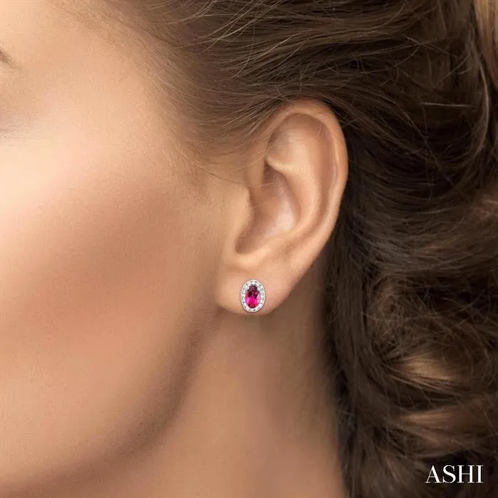 ASHI DIAMONDS Earrings 10K White Gold 013ctw Button Style Oval Topaz and Diamonds Earrings ASHI DIAMONDS Earrings 10K White Gold 013ctw Button Style Oval Topaz and Diamonds Earrings