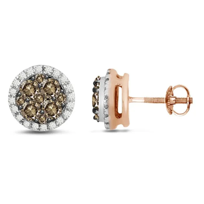 AV Earrings LADIES EARRING 050CT DARK BROWNROUND DIAMOND 14K ROSE GOLD