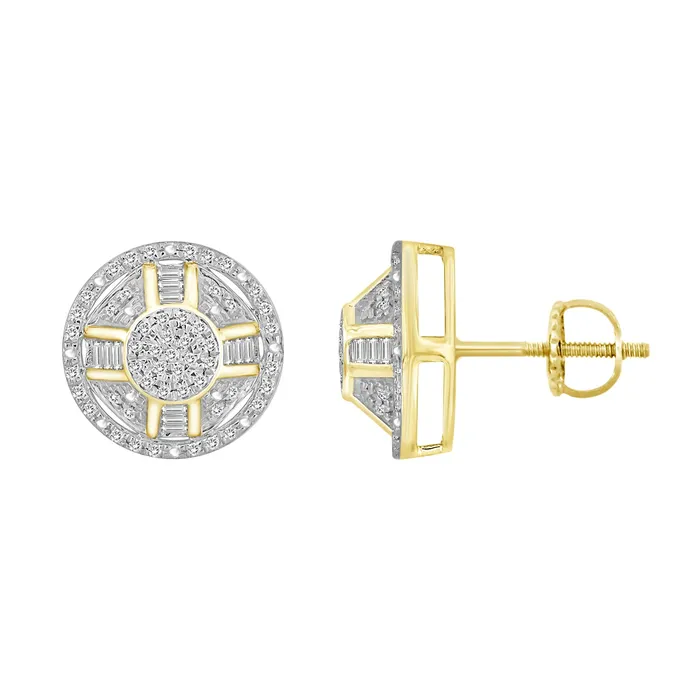 AV Earrings LADIES EARRINGS 033CT ROUNDBAGUETTE DIAMOND 10K YELLOW GOLD