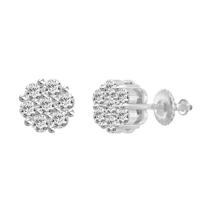 AV Earrings LADIES FLOWER EARRINGS 150CT ROUND DIAMOND 14K WHITE GOLD AV Earrings LADIES FLOWER EARRINGS 150CT ROUND DIAMOND 14K WHITE GOLD