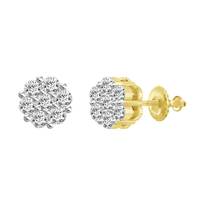 AV LADIES FLOWER EARRINGS 150CT ROUND DIAMOND 14K YELLOW GOLD Earrings AV LADIES FLOWER EARRINGS 150CT ROUND DIAMOND 14K YELLOW GOLD Earrings