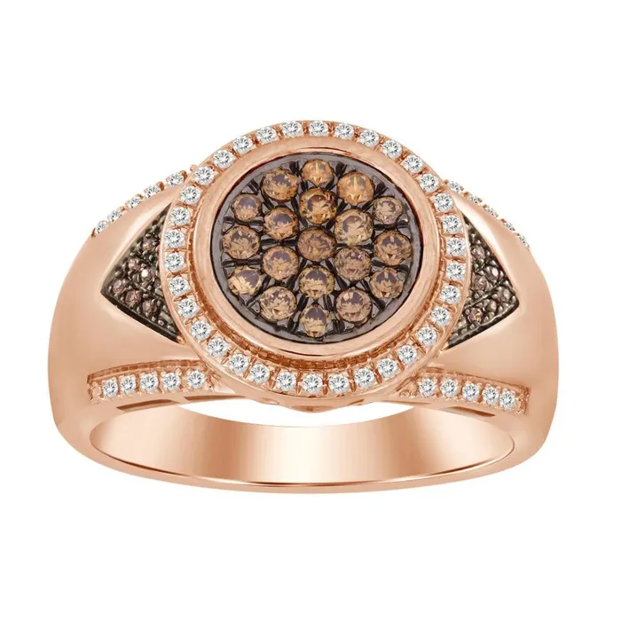 AV MENS RING 050CT ROUND DIAMOND 10K ROSE GOLD Rings