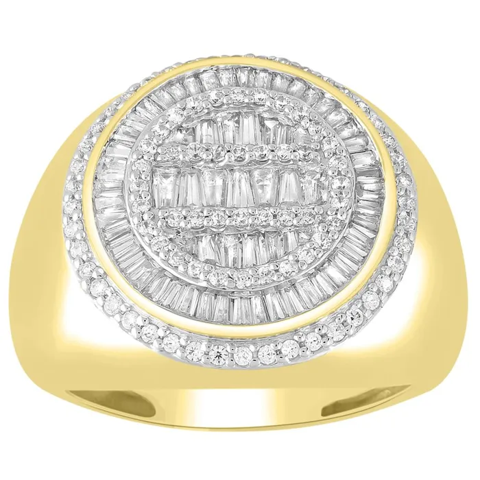 AV MENS RING 150CT ROUNDBAGUETTE DIAMOND 10K YELLOW GOLD Rings