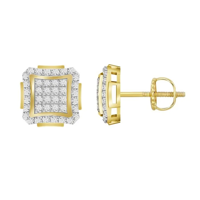 AV MENS STUD EARRINGS 025CT ROUND DIAMOND 10K YELLOW GOLD Earrings