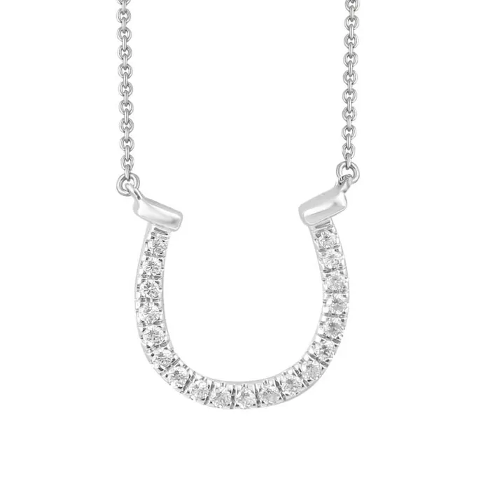 AV Necklaces LADIES NECKLACE 010CT ROUND DIAMOND 10K WHITE GOLD